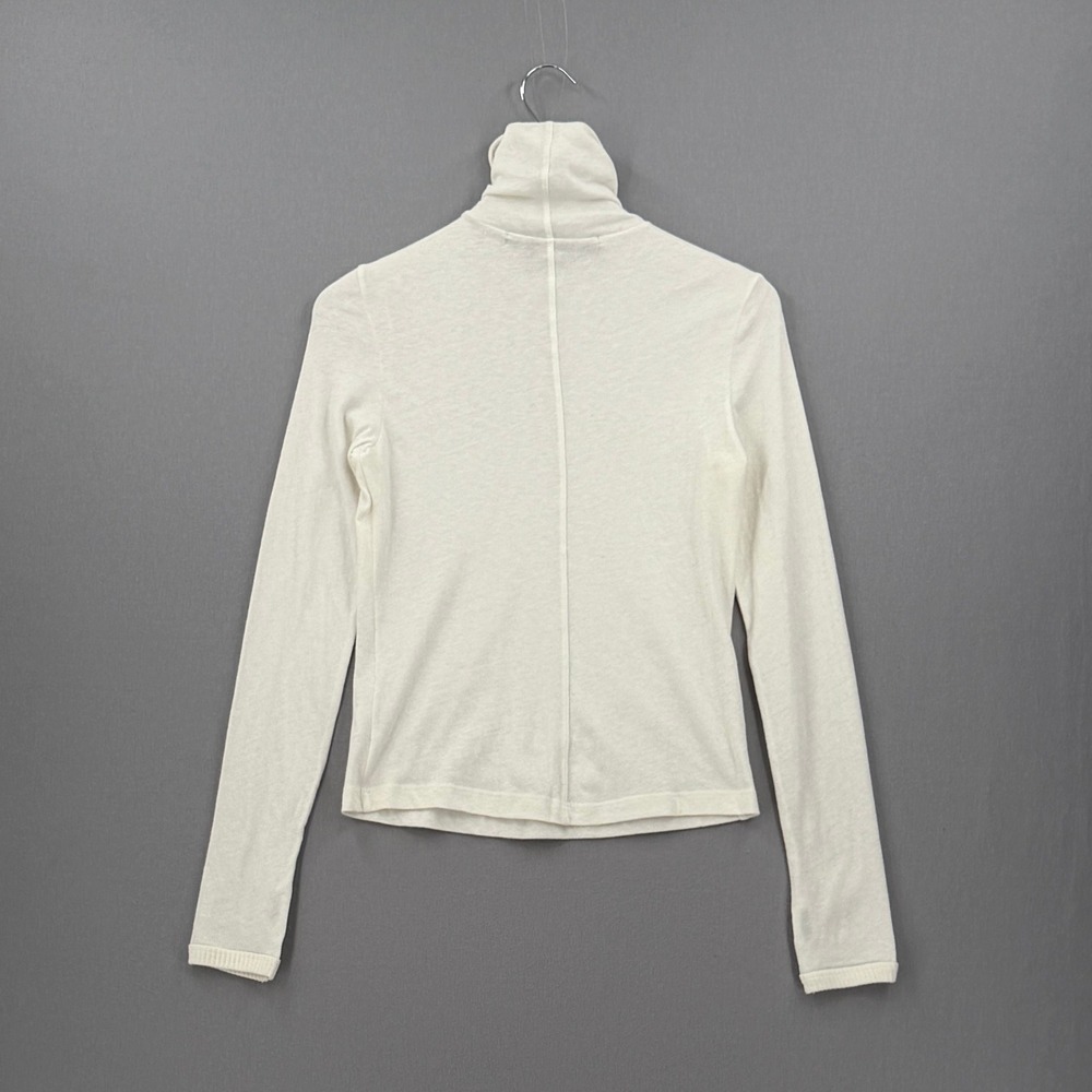 ENZA COSTA Cashmere New Classic Turtleneck Top Women Small Cream Long Sleeve NEW - Picture 4 of 15